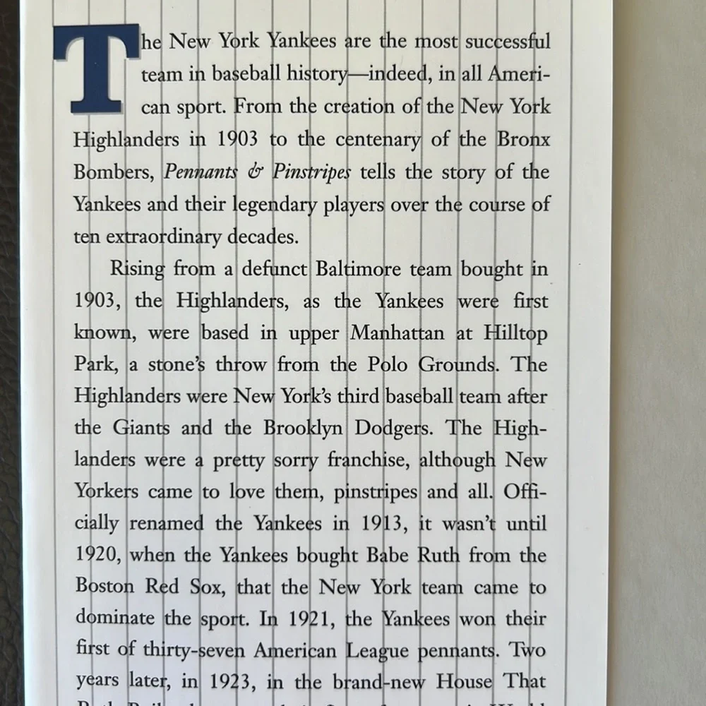 Hardcover “Pennants & Pinstripes The NY Yankees 1903-2002”